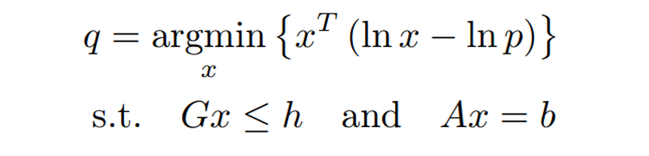 Entropy Pooling problem formulation.