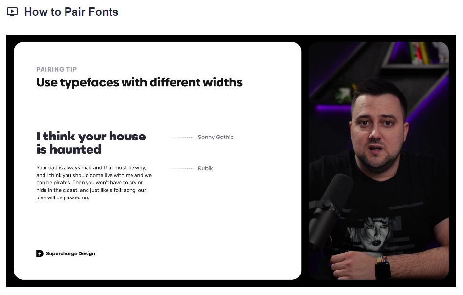 Screenshot of the how to pair fonts slide