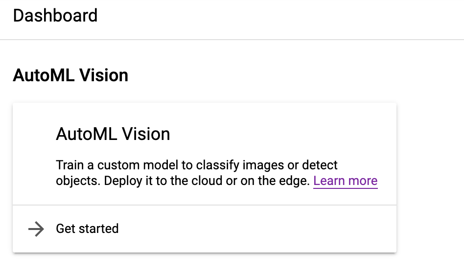 AutoML Vision Dashboard Screenshot