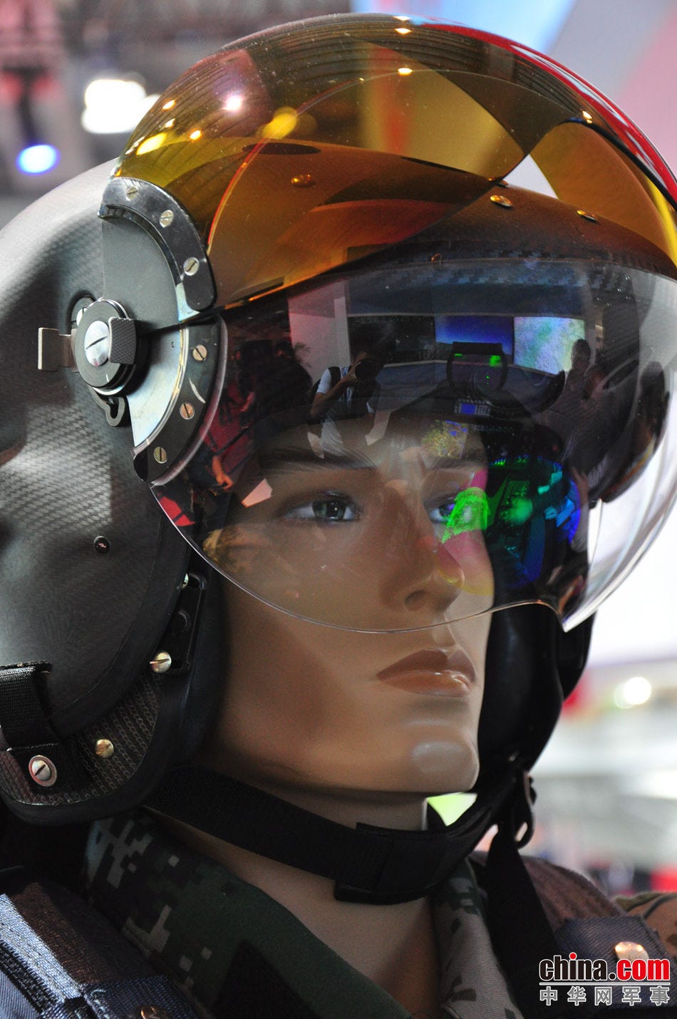A mock up of an advanced helmet mounted display at Zhuhai Airshow 2014
