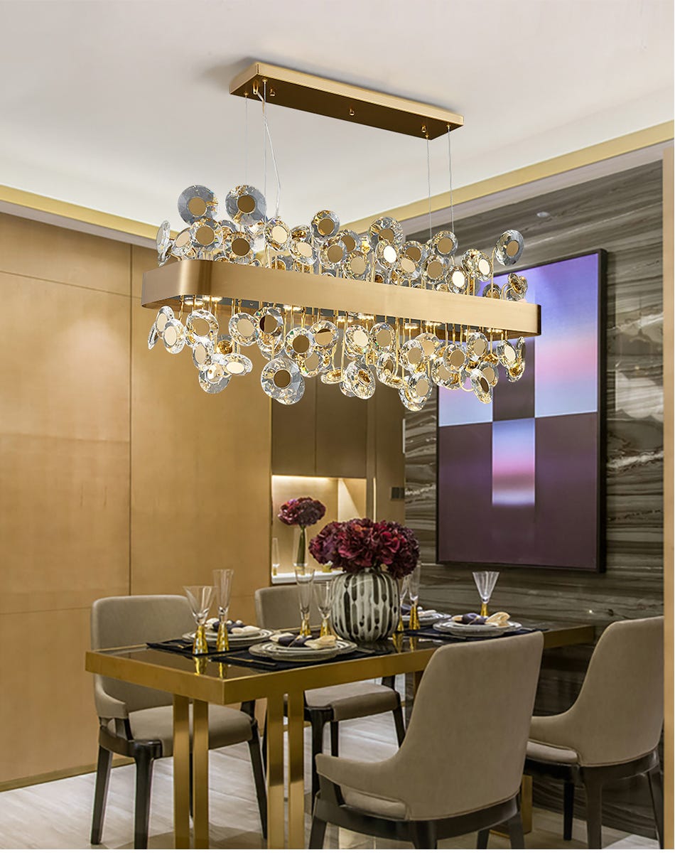 Modern Crystal chandelier for Dining Room — Gold/Black — Seus Lighting