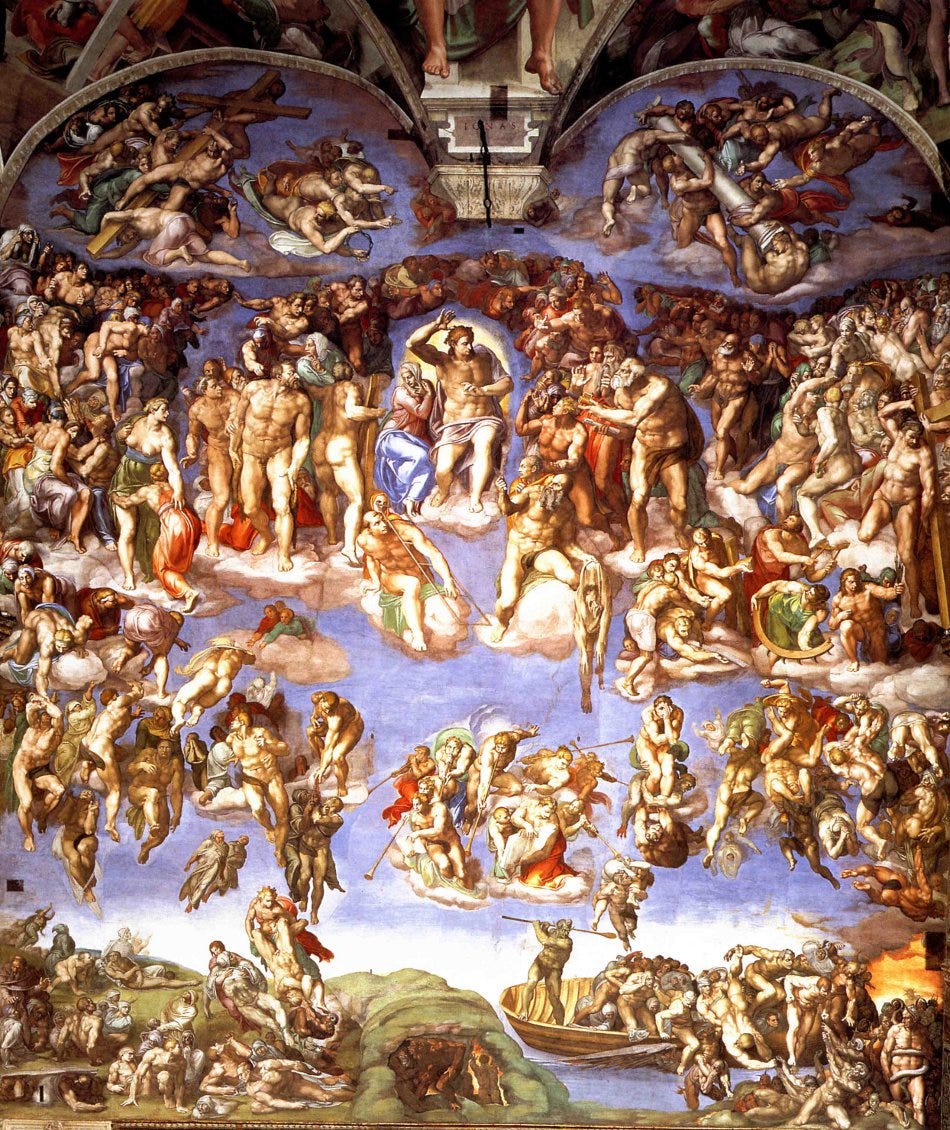 Detail from Michelangelo’s Last Judgment. 1636–1541. Sistine Chapel (Source: Wikimedia Commons)