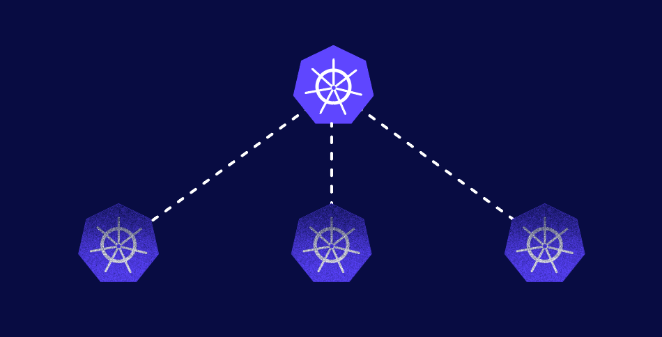 A hierarchy diagram where all nodes are Kubernetes logos