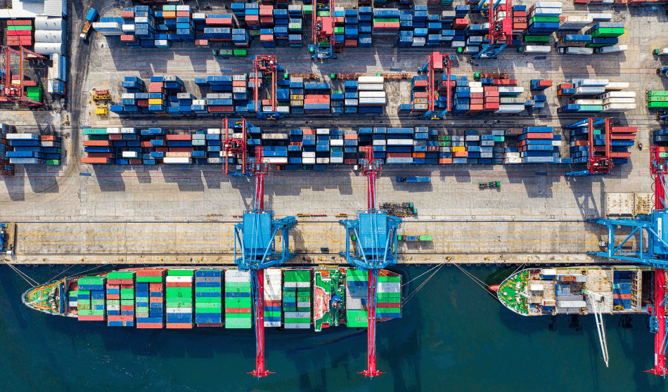 Photo of an ocean port from above as originally published on Walton Insights