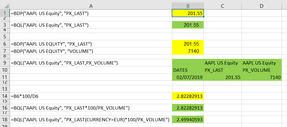 Excel screen