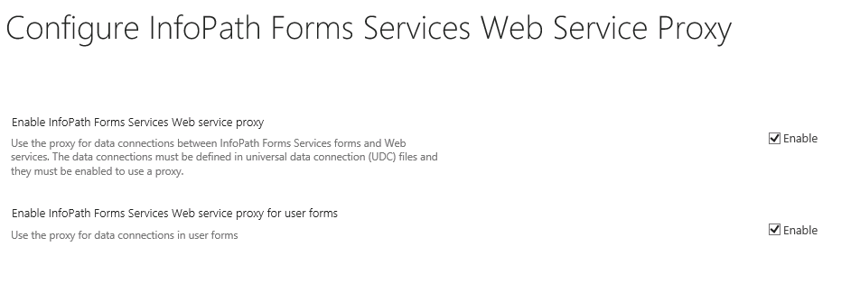 Configure InfoPath Forms Services Web Service Proxy