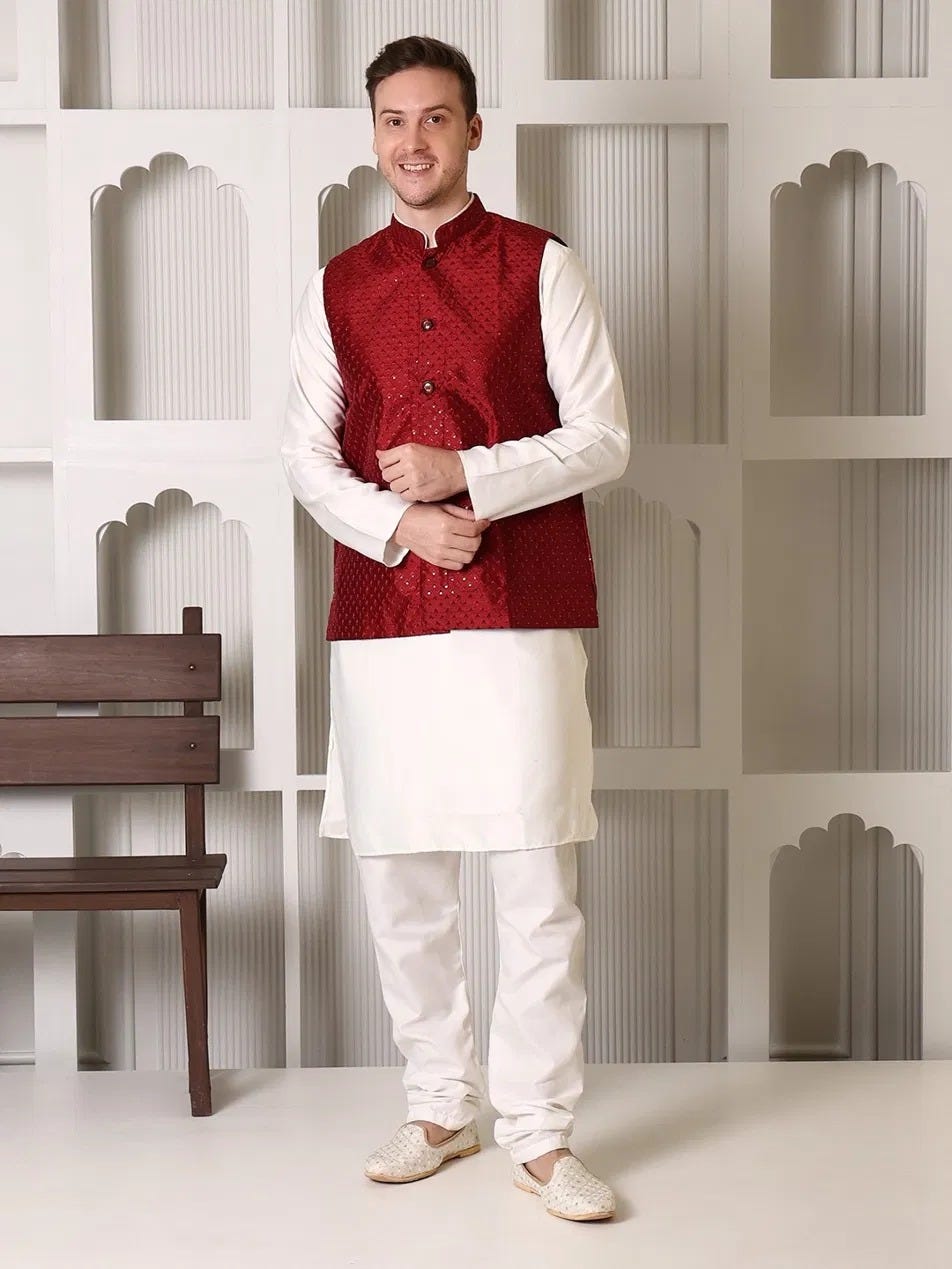 “The Maroon Nehru Jacket Kurta Set That Is Taking Over Every Wedding This Season”