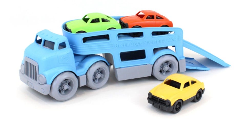 Green Toys Car Carrier Vehicle Set Toy, Blue, Standard