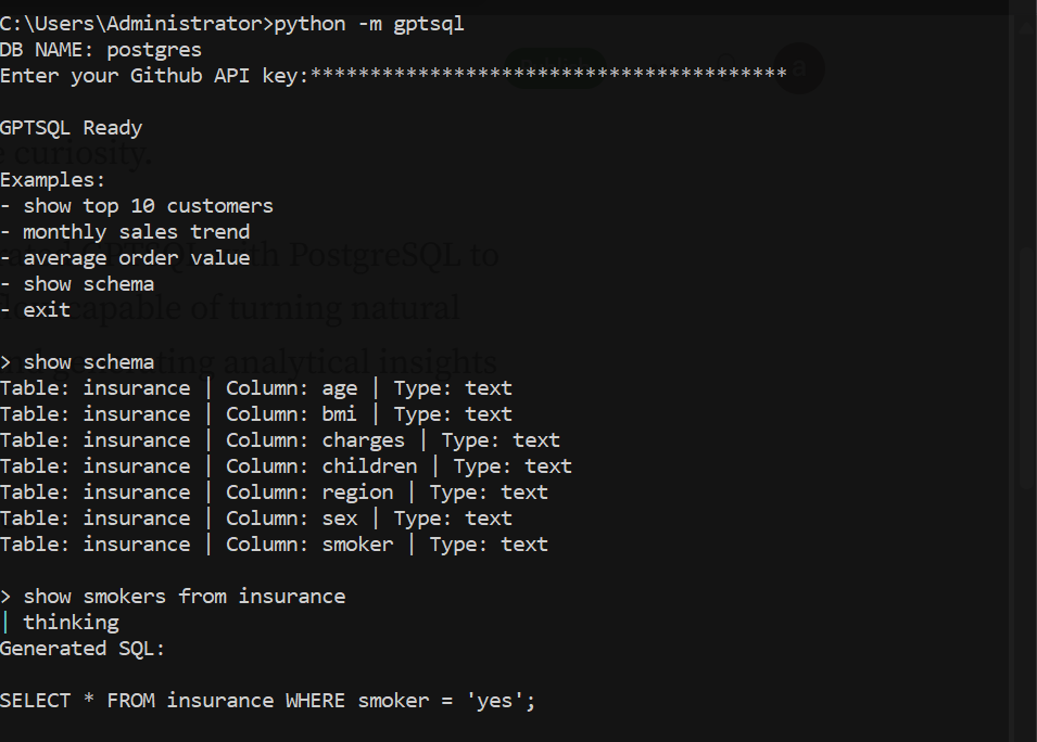 AI-Powered SQL Analyst Using GPTSQL