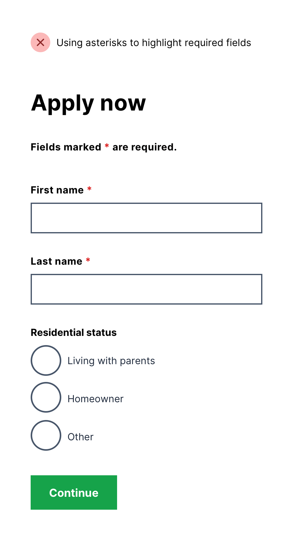 Required fields marked with a red asterisk
