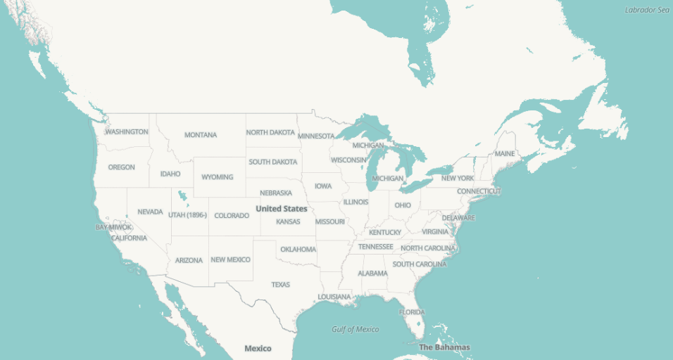 Previous OpenHistoricalMap country-level zoom without landcover and hillshade, focused on the United States