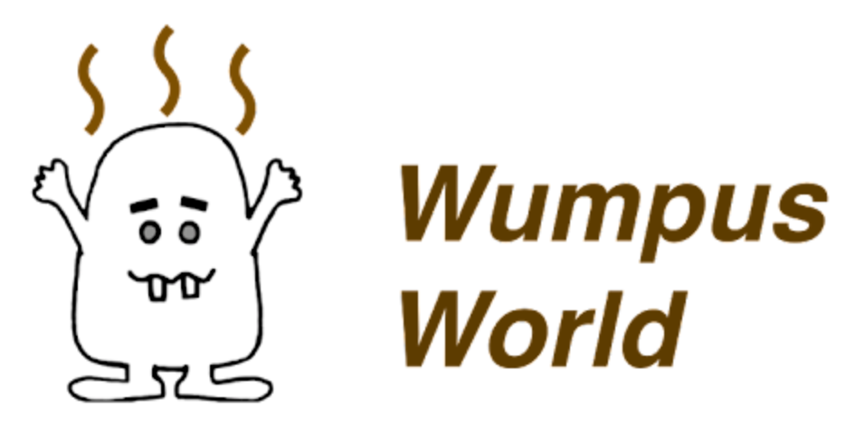 A simplistic troll-like monster with brown smell lines coming off of him. Next to him is the text “Wumpus World”