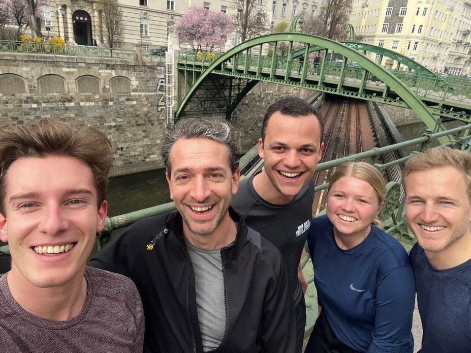 Weekly team run to prepare for the Vienna City Marathon relay