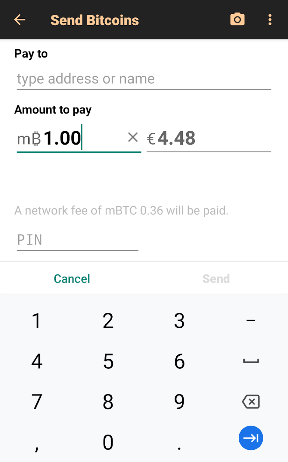 Screenshot of Bitcoin Wallet for Android