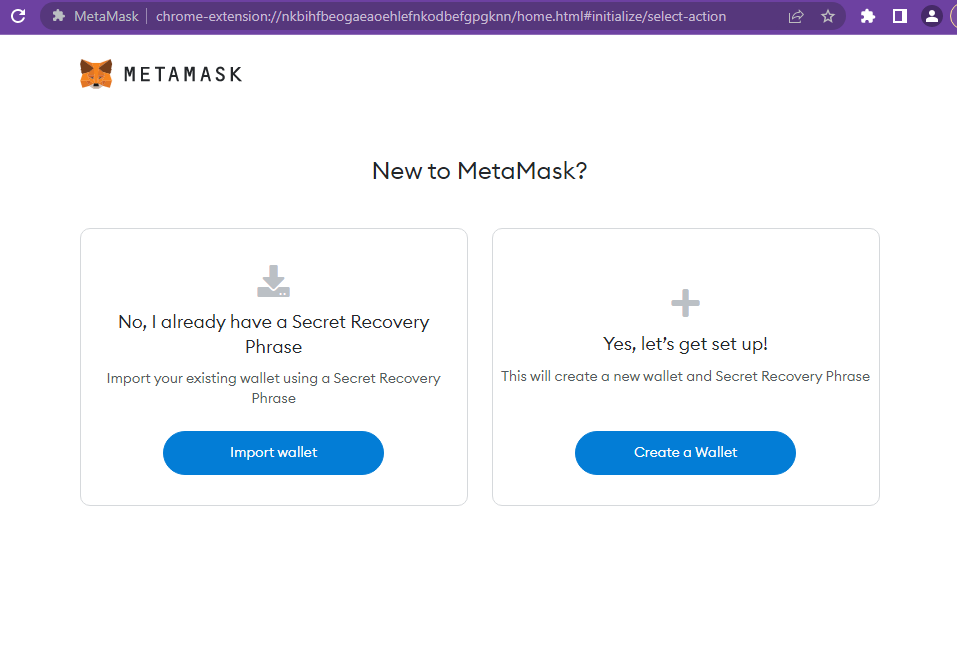 New to MetaMask message