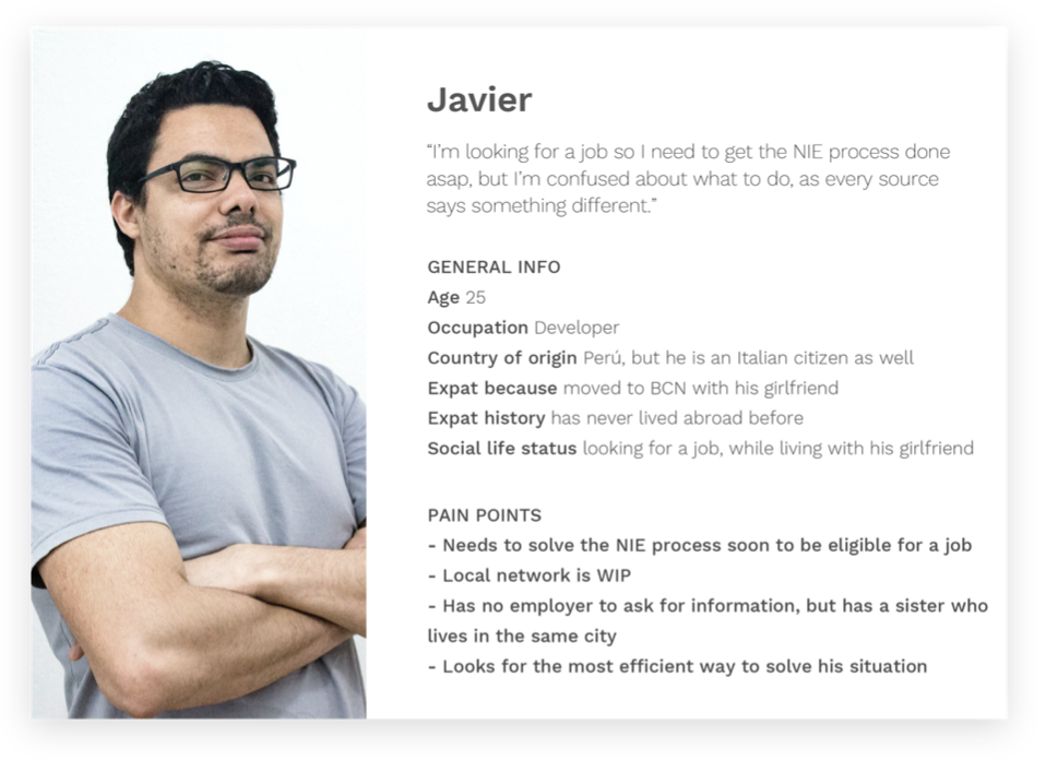 Javier persona profile