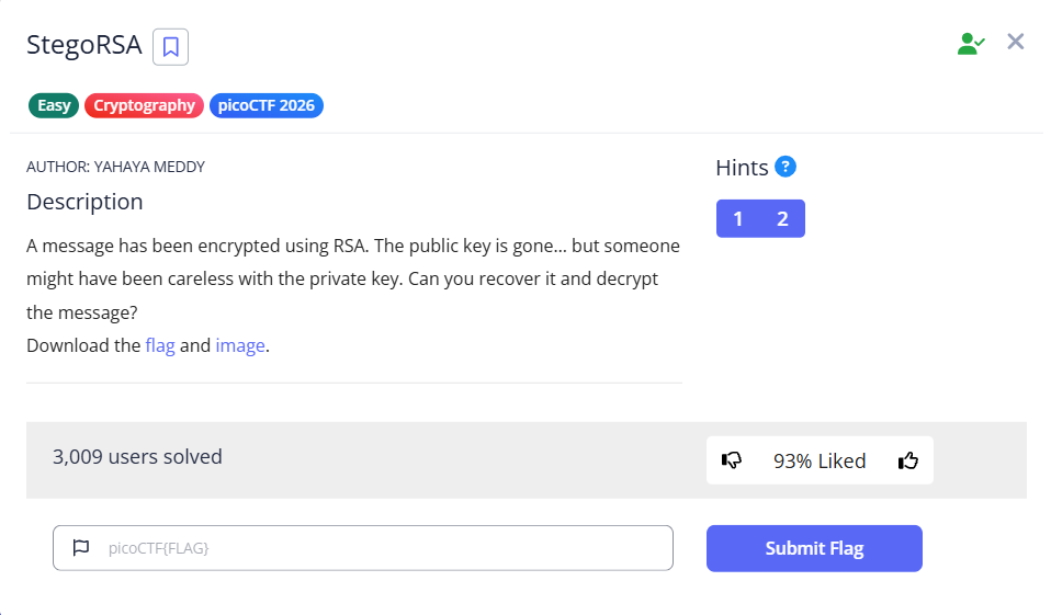 StegoRSA — picoCTF Writeup (Steganography + RSA Deep Dive)