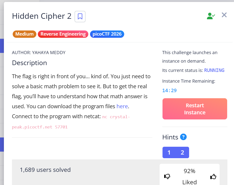 PicoCTF — Hidden Cipher 2 Writeup