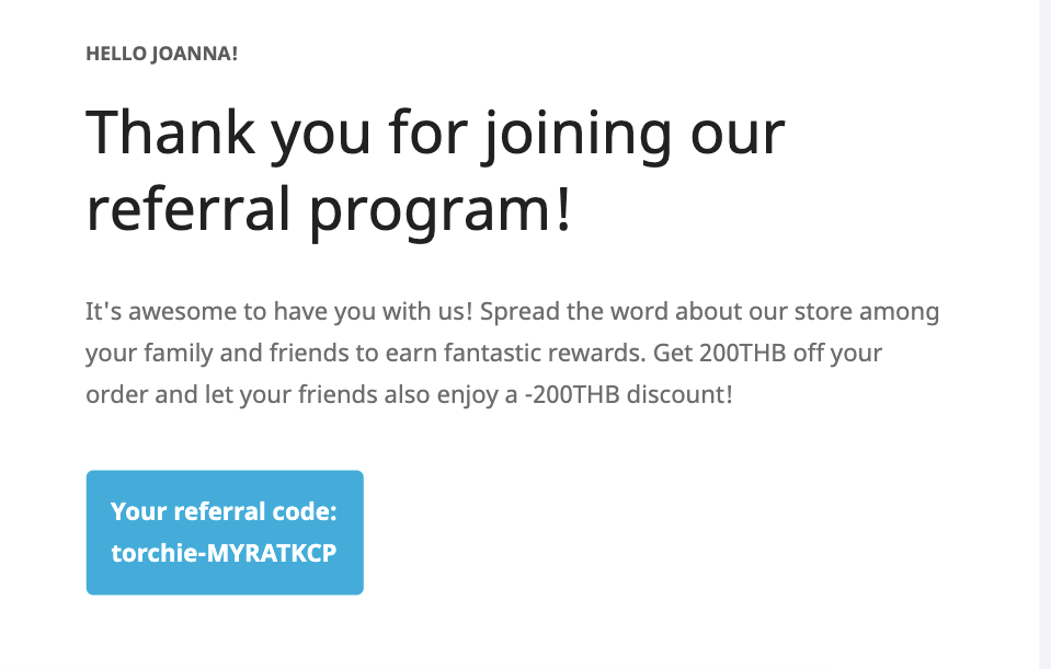 An example of referral email from Braze
