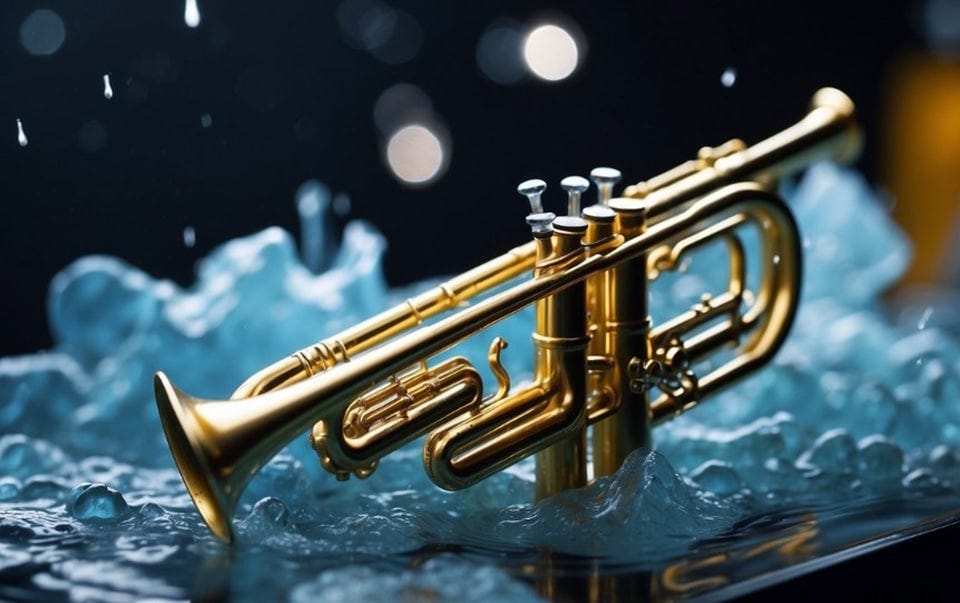 trumpet with water