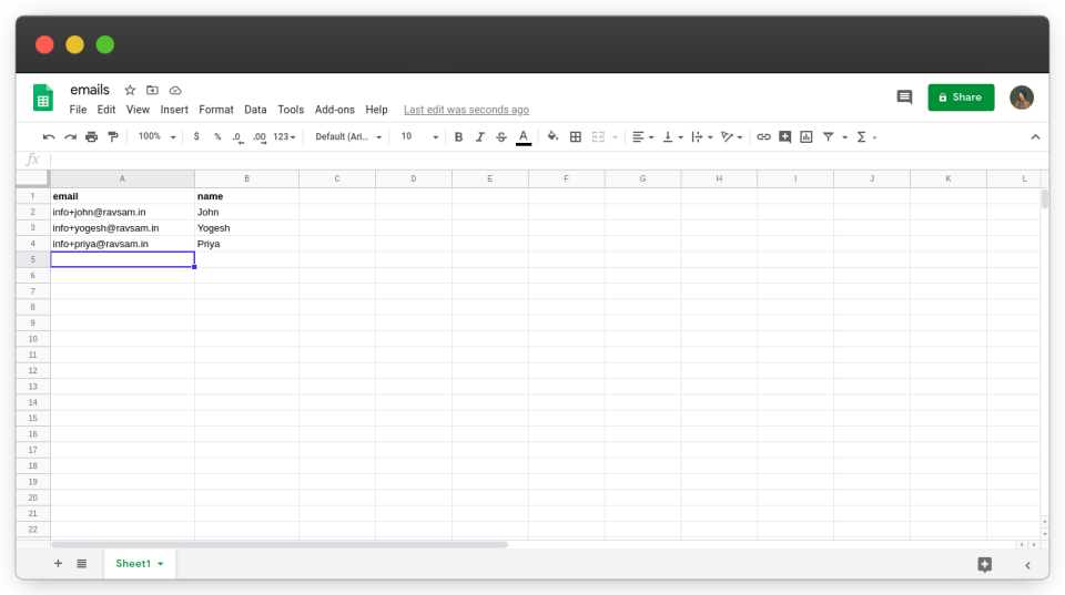 Enter the user details in Google Sheet