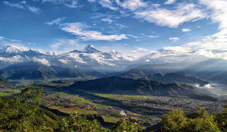 Mountain View From Sarankote Hill In Pokhara City