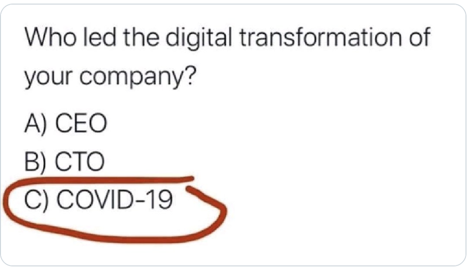 Who led the digital transformation of your company? COVID.