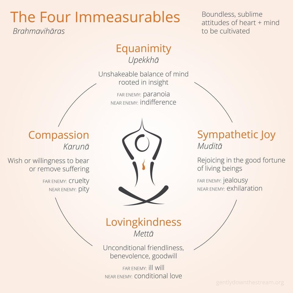 The four elements of compassion. With the near and far enemies.