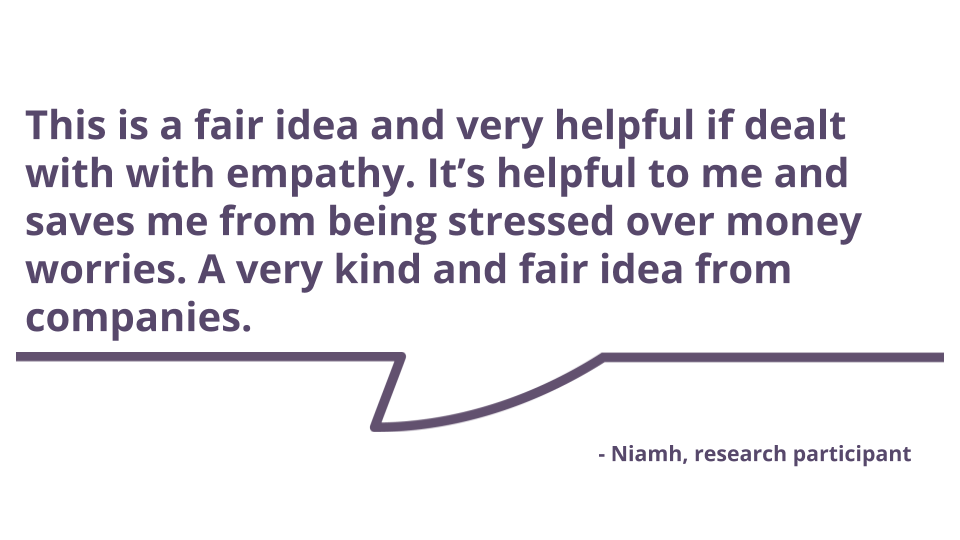 Quote from research participant on debt support