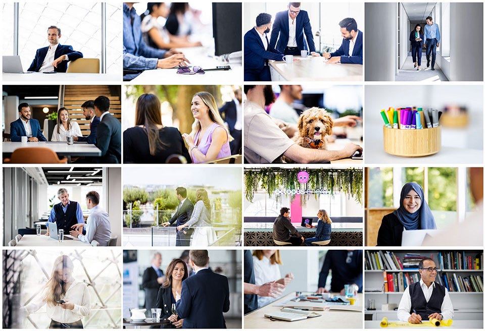 A grid of images showing the corporate photography offered by Richard Boll