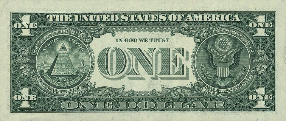 The United States one dollar bill