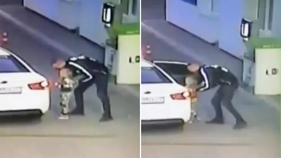 A 4-year-old girl was snatched at a Ukrainian petrol station by a stranger.