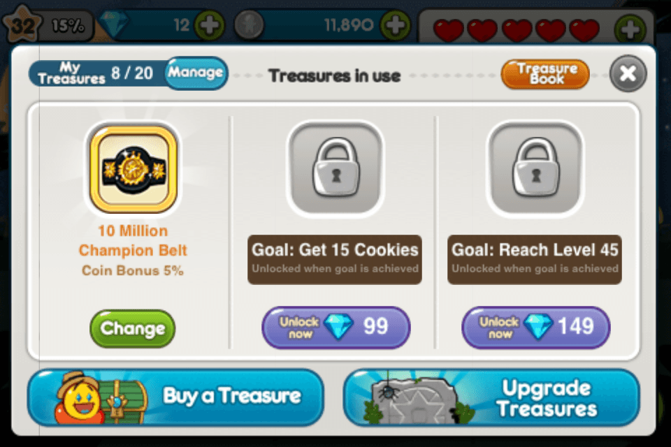 line cookie run treasure champion belt