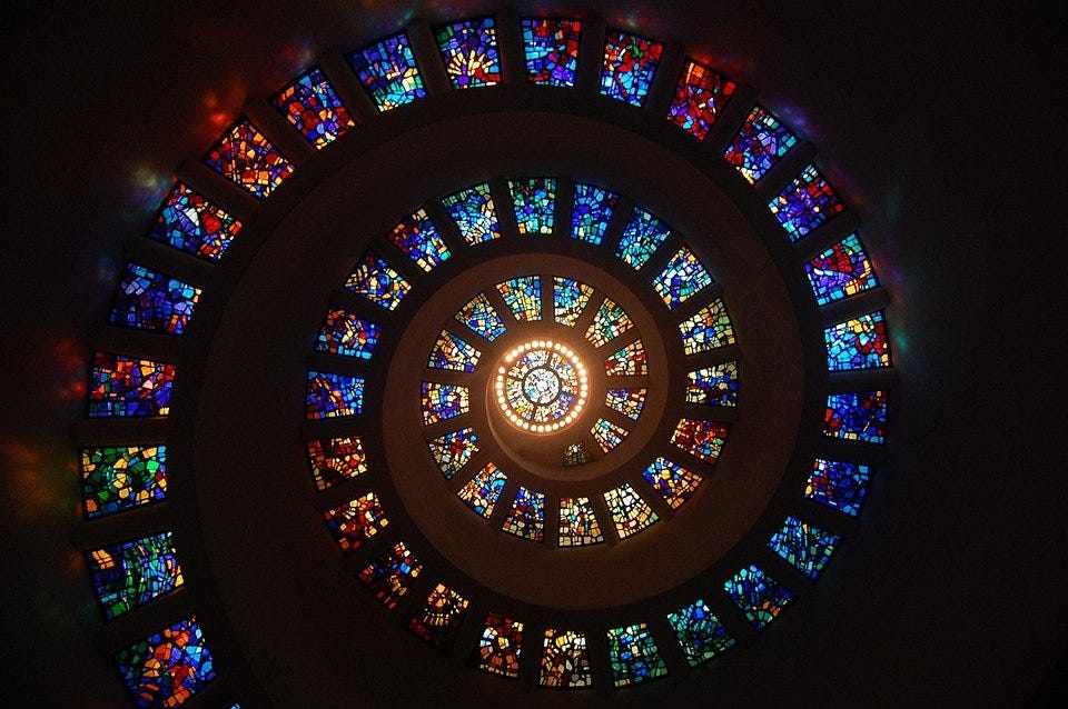 Stained glass in spiral form