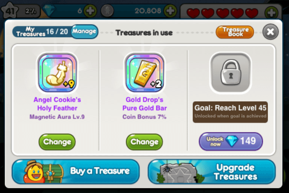 cookie run treasures in use