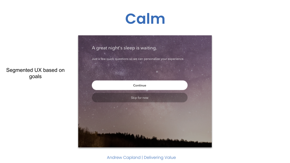 Calm’s customized onboarding