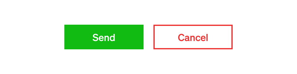An illustration showing a “Send” button with a green background, next to a “Cancel” button with a white background, red outline, and red text