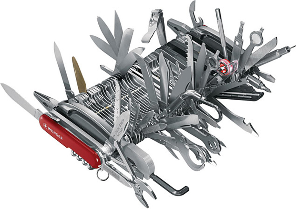 Swiss Army Knife equipped with every attachment possible