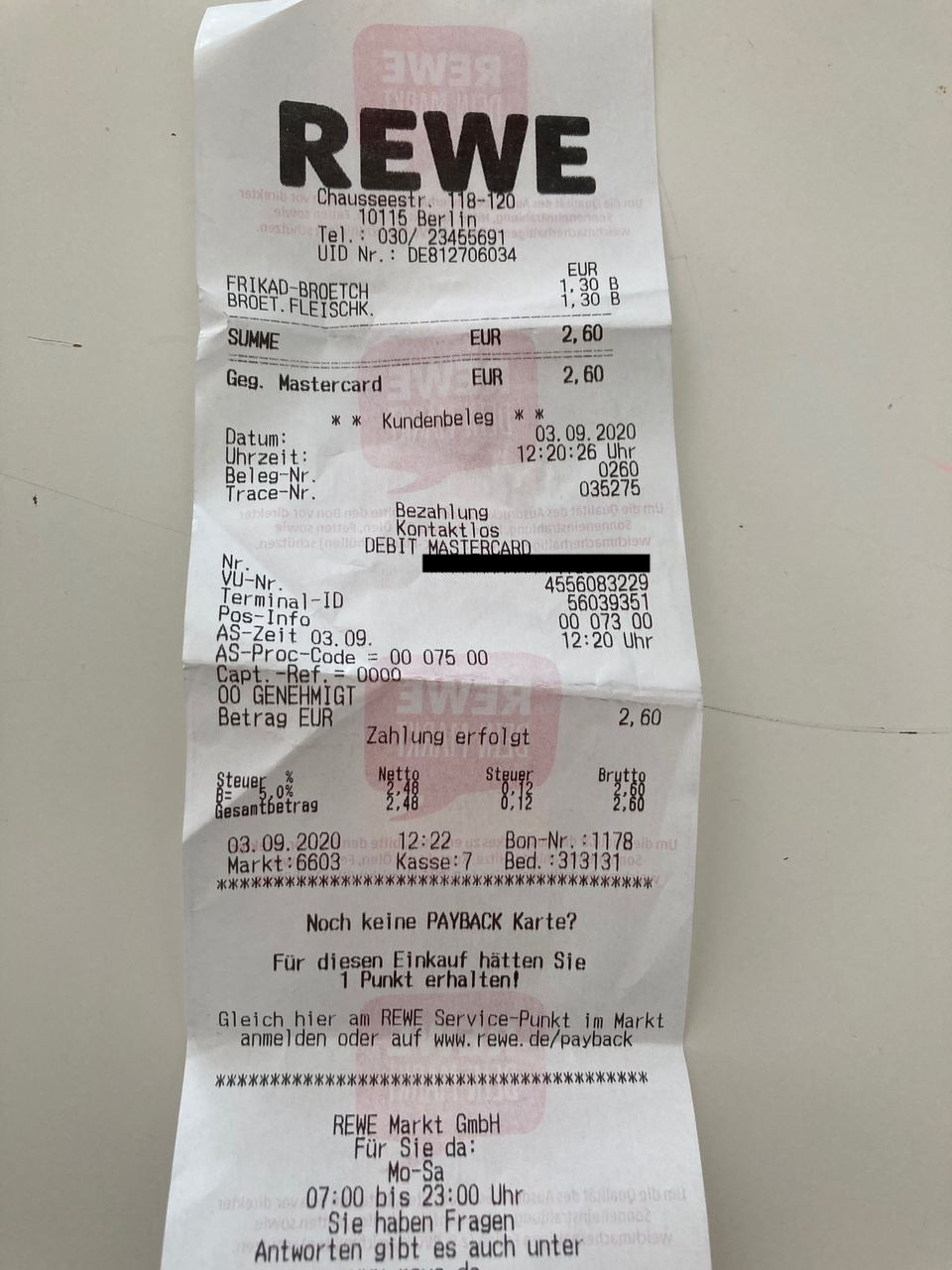 A receipt for testing your workflow