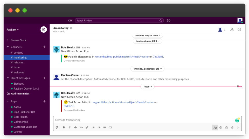 Failure notification in Slack