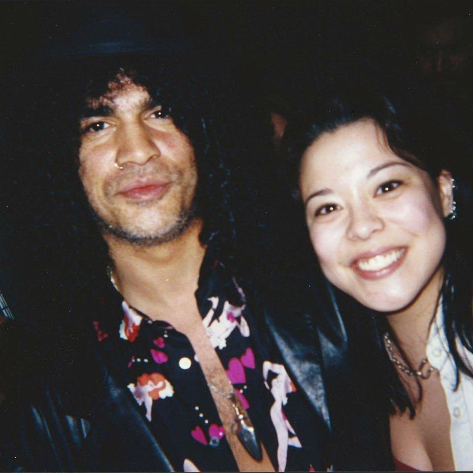 Photo of Jessica Scanlon with Slash from Guns n’ Roses.