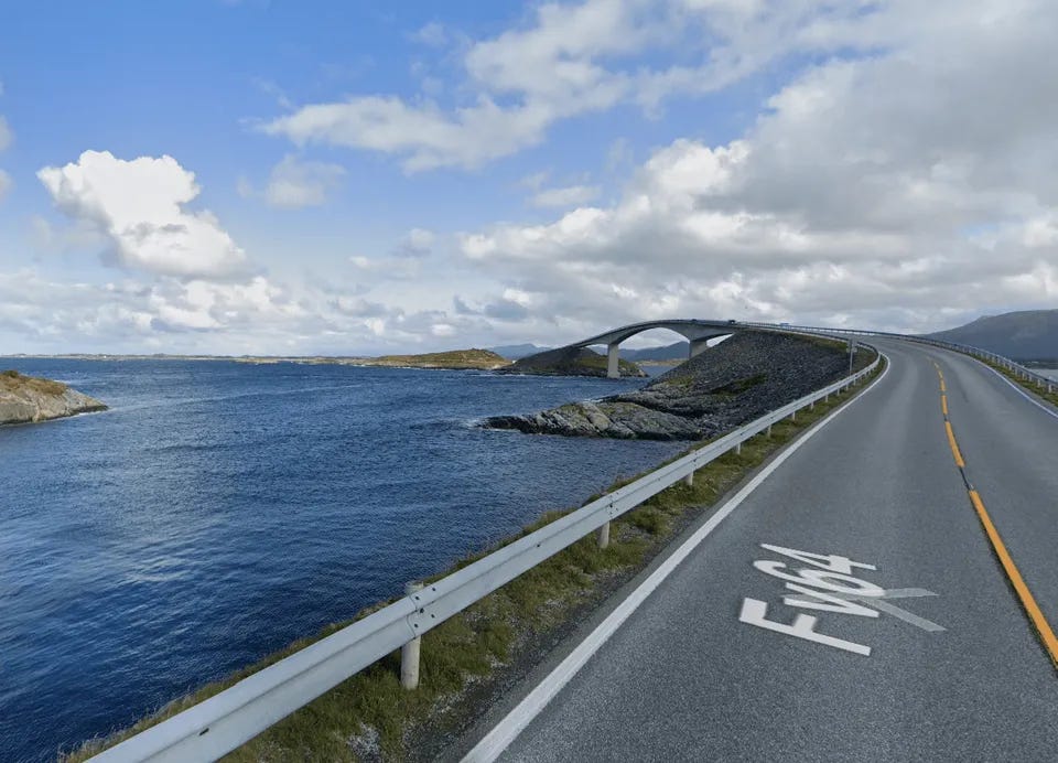 Virtually driving the Atlantic Ocean Road, Norway