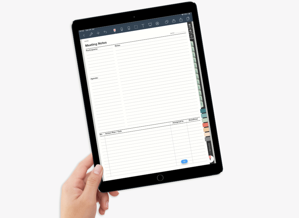 2022 digital planner for iPad to be used with Goodnotes 5 app — meeting notes template