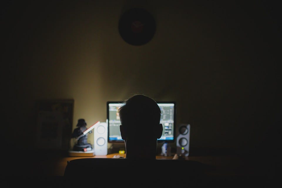 A hacker in the dark