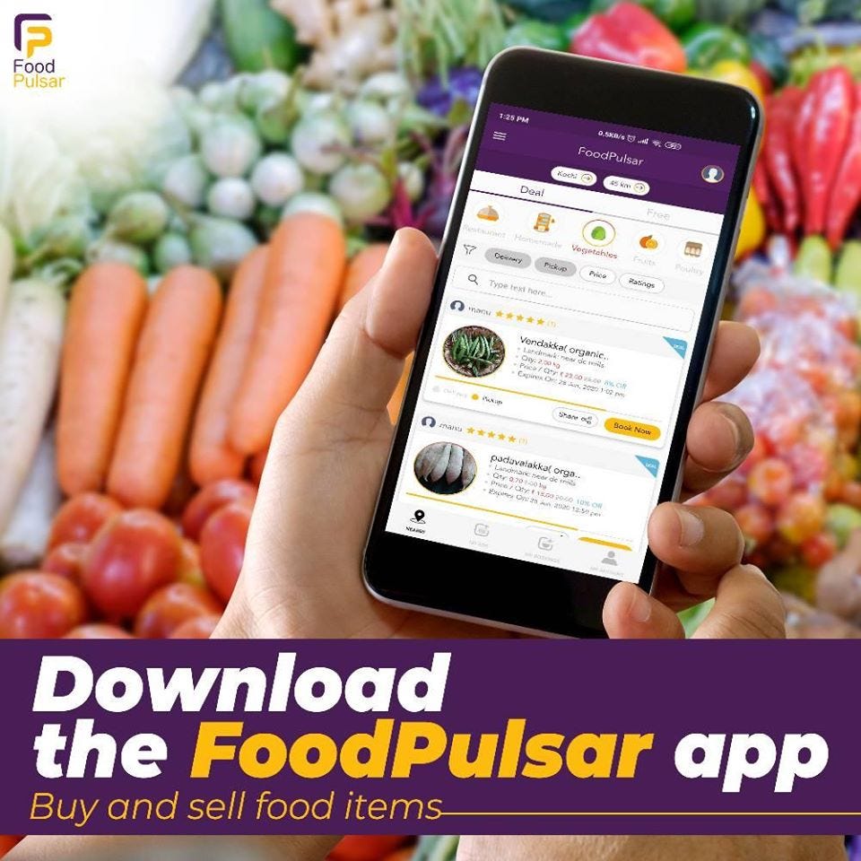 Foodpulsar is one of the best app for buying and selling fresh homemade foods and organic vegetables online