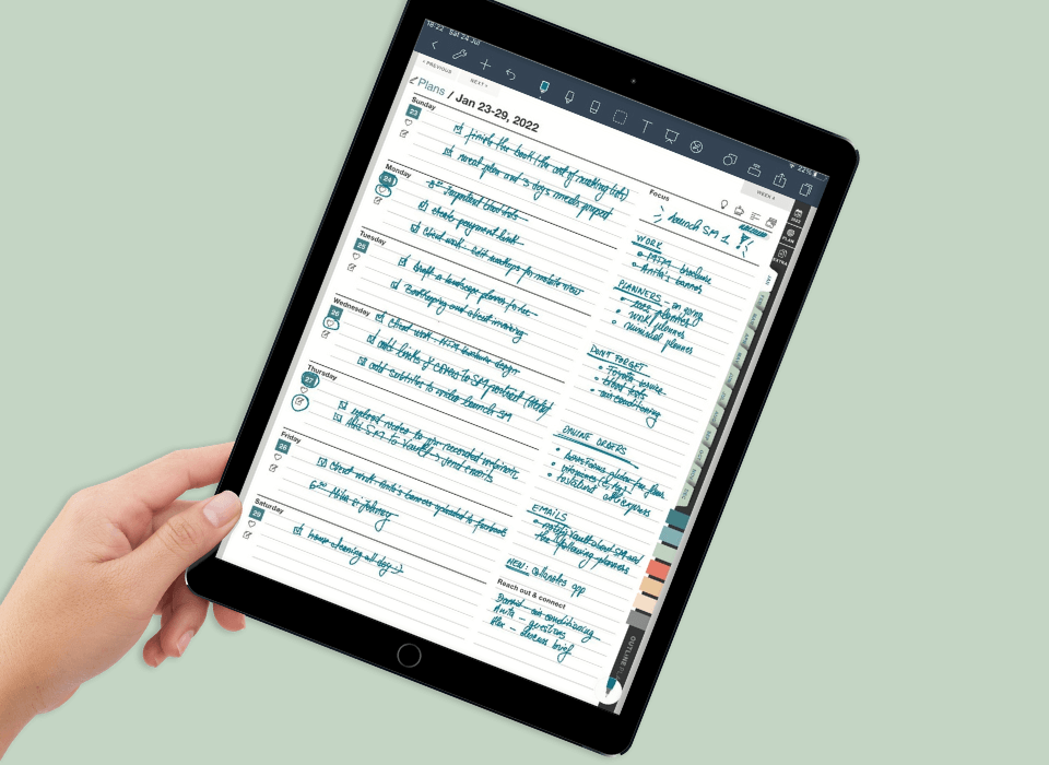 Best 2022 digital planner for iPad to be used with Noteshelf app