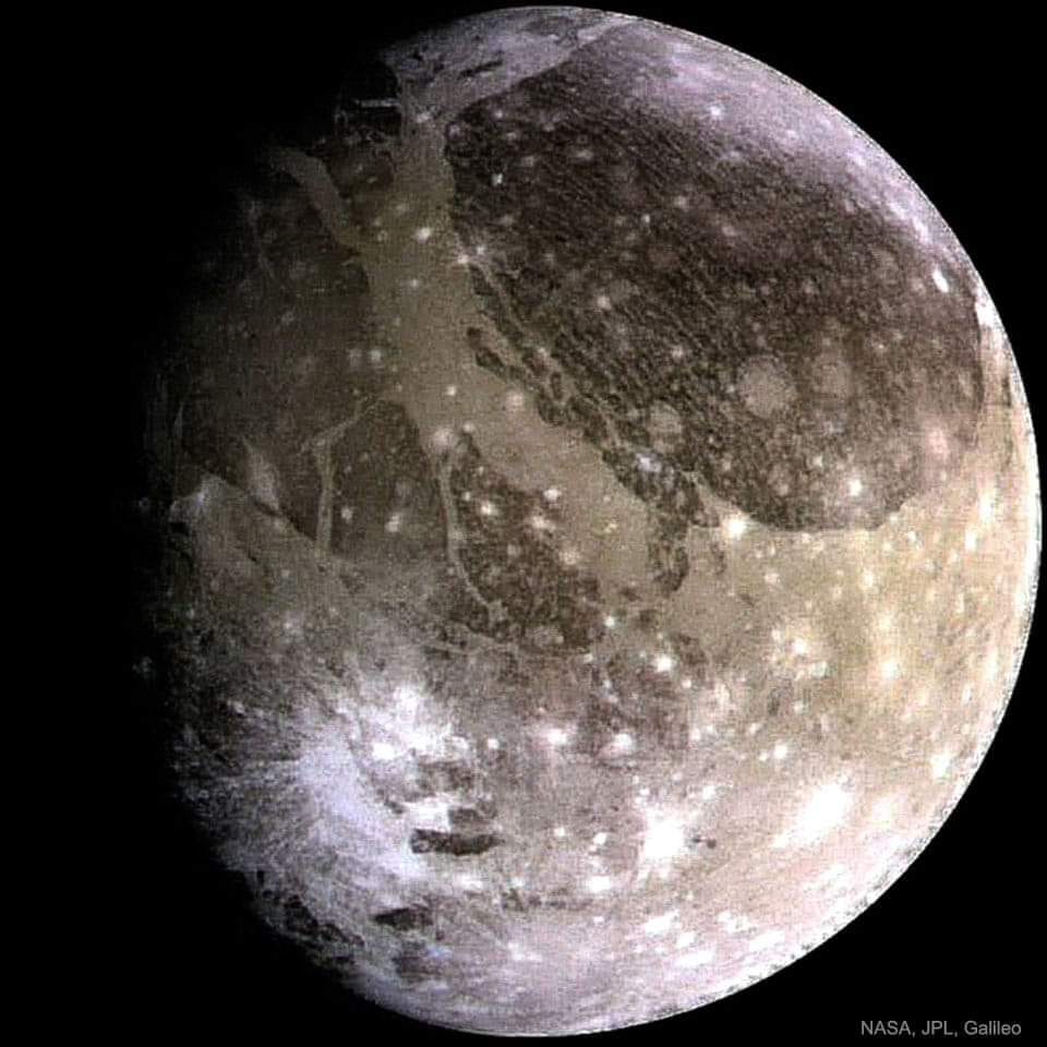 The largest moon in the solar system (Ganymede) in a photo taken by th