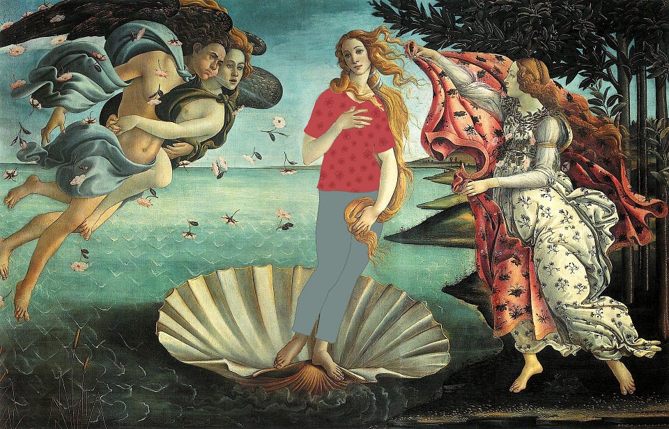 The Birth of Venus that has been digitally drawn over and done delibrently  bad to relate to the content of the article.