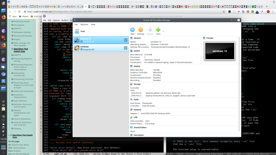 Windows 10 configured in VirtualBox under GNU/Linux