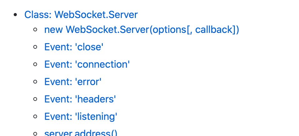 Websocket Server Module events